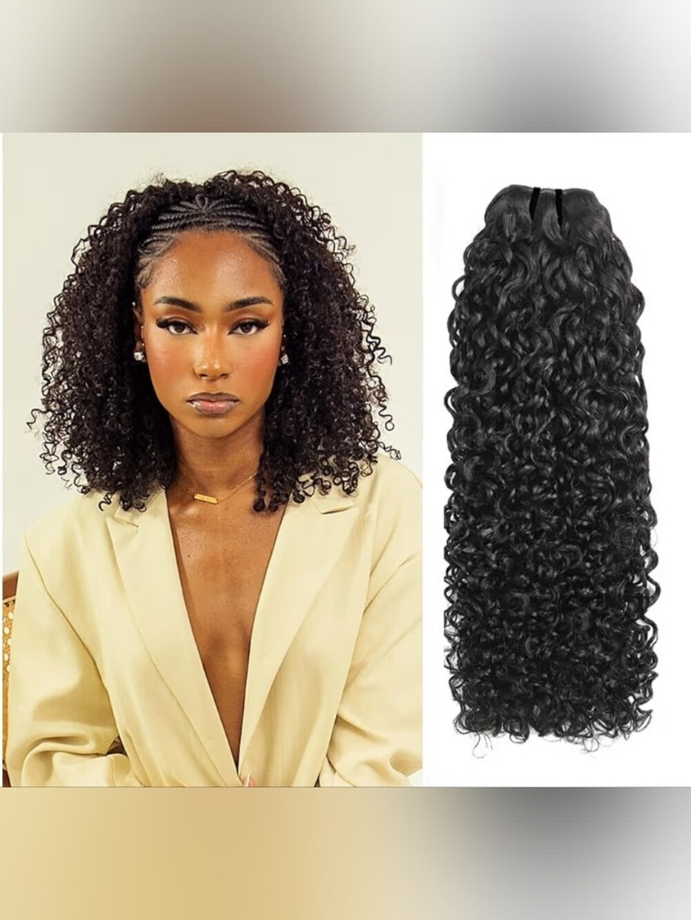 100% Virgin Human Hair  Bundle Curly Water Wave 16" Natural Color